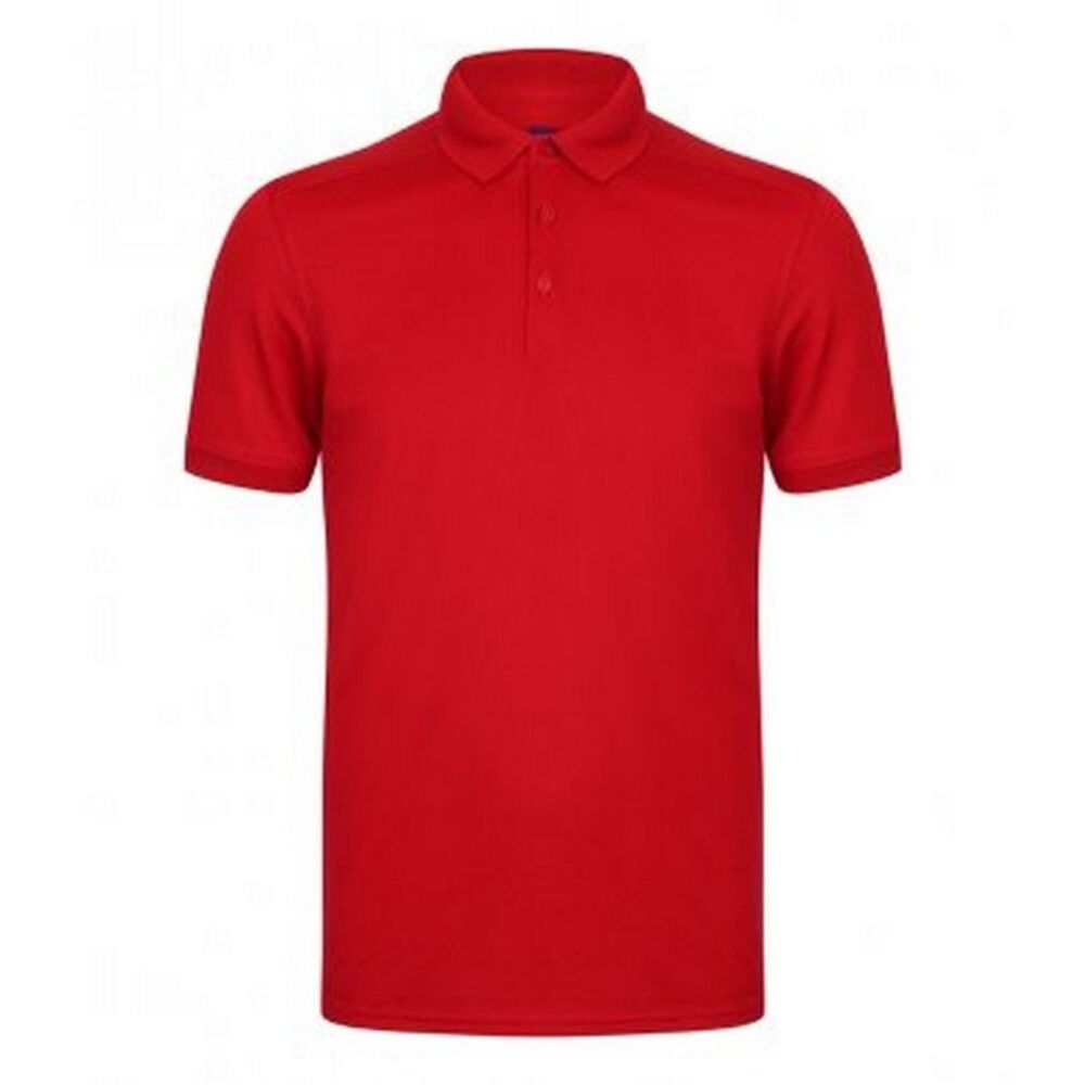 Henbury Mens Stretch Microfine Pique Polo Shirt / Red